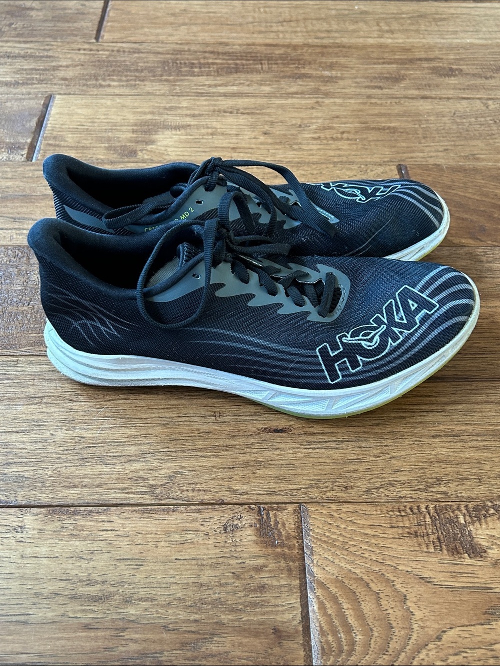 Hoka One One Crescendo MD 2 Racing Spike Running Shoes Black White Womens Size 8
